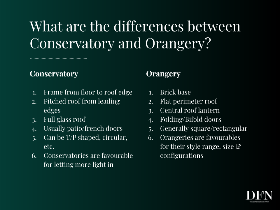 differences between conservatory and orangery